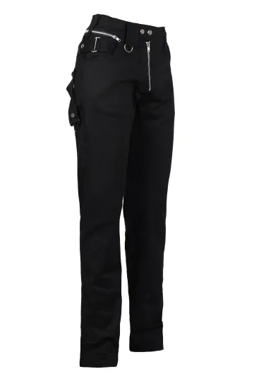 Waist Zipper Pants Denim schwarz