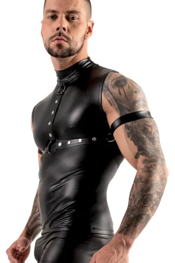 Wetlook Bondage Top schwarz
