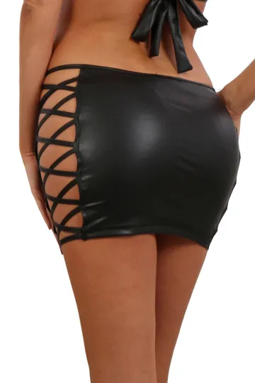 Wetlook Minirock schwarz