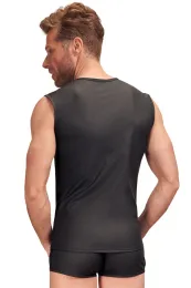 Ärmelloses Shirt im Mattlook mit Netz-Einsätzen schwarz