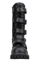 Angry Itch 14-Loch 5-Buckle Leder Stiefel Schwarz