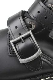 Angry Itch 14-Loch 5-Buckle Leder Stiefel Schwarz