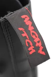 Angry Itch 14-Loch 5-Buckle Leder Stiefel Schwarz