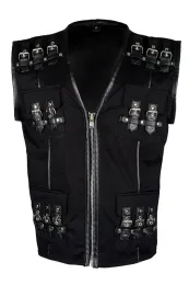 Black Pistol Buckle Vest Denim schwarz