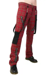 Black Pistol Punk Pants Tartan rot/grün