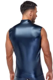 Blaues Shirt im trendigen Metallic-Mattlook