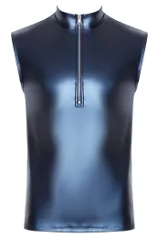 Blaues Shirt im trendigen Metallic-Mattlook