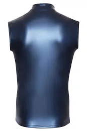 Blaues Shirt im trendigen Metallic-Mattlook