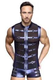 Blaues Shirt im trendigen Metallic-Mattlook