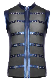 Blaues Shirt im trendigen Metallic-Mattlook