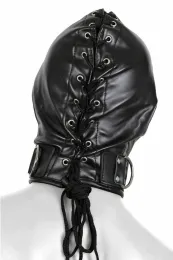 Bondage-Maske schwarz mit Reißverschlüssen