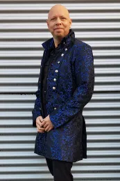 Brokat Gehrock schwarz/blau