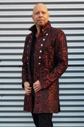 Brokat Gehrock schwarz/rot