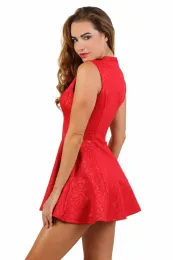 Brokat Minikleid mit Zip rot