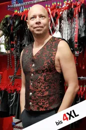 Brokat Weste schwarz/rot