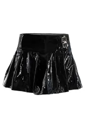 Buckle Mini Skirt Lack schwarz