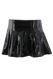 Buckle Mini Skirt Lack schwarz