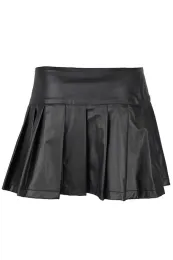 Buckle Mini Skirt Wetlook schwarz