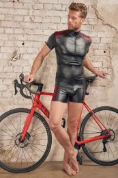 Elastisches Shirt in zweifarbigem Mattlook schwarz/rot