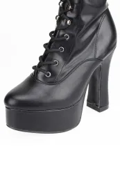 Erogance Plateau Kniestiefel C2020 PU Schwarz