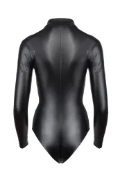 F134 Powerwetlook Body mit 3-Wege Zipper MONARCH schwarz
