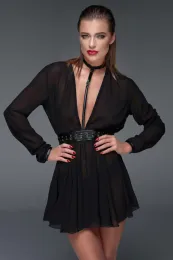 F150 Chiffon Minikleid schwarz