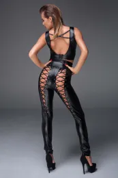 F155 Top mit Schnürung schwarz