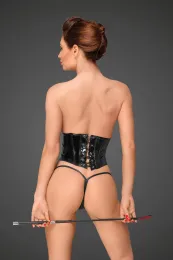 F193 PVC Korsett mit verstellbarer Schnürung auf der Rückseite schwarz