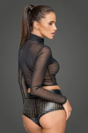 F220 Tüll Oberteil mit Reißverschluss schwarz