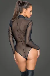 F221 Tüll Body mit Stickerei schwarz