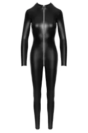 F293 Powerwetlook Catsuit mit Frontreißverschluss schwarz