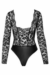 F296 Body aus Spitze und Wetlook schwarz