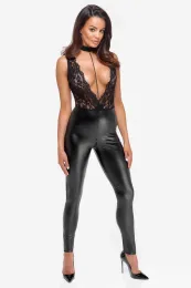 F298 Deep-V-Catsuit schwarz