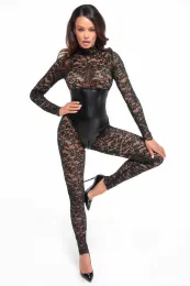 F299 Bodystocking mit Unterbrust-Corsage schwarz