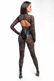 F299 Bodystocking mit Unterbrust-Corsage schwarz