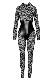 F299 Bodystocking mit Unterbrust-Corsage schwarz