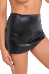 F305 Wetlook Minirock schwarz