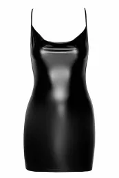 F307 Wetlook Minikleid schwarz