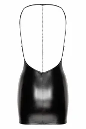 F307 Wetlook Minikleid schwarz