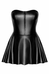 F308 Wetlook Minikleid schwarz