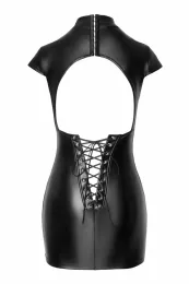 F309 Wetlook Minikleid schwarz