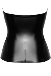 F334 Wetlook Corsagen-Top schwarz