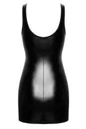 F344 Wetlook Minikleid mit Strumpfband schwarz