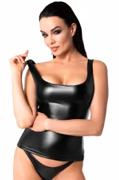 F346 Wetlook Shirt schwarz