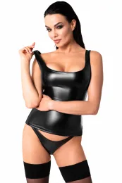 F346 Wetlook Shirt schwarz