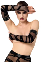 F361 Bondesque Opera-Handschuhe mit Daumenschlaufe schwarz