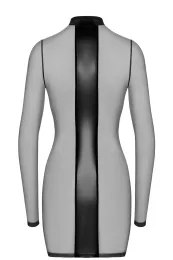 F369 Crossfire Netz und Wetlook Minikleid schwarz