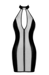 F370 Luxuria Crystal Sheer Minikleid schwarz