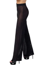 F374 Onyx Sheer Palazzo Hose schwarz