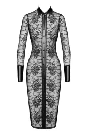 F376 halblanges Kleid Noirelle aus Spitze schwarz